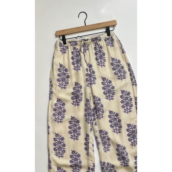 J. CREW New Soleil Pants Blooming Lilac Block Print Floral Elastic Waist Small - Picture 4 of 16